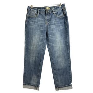 Earl Jean Womens Embellished Flap Pockets Cuffed Capri Jeans size 4